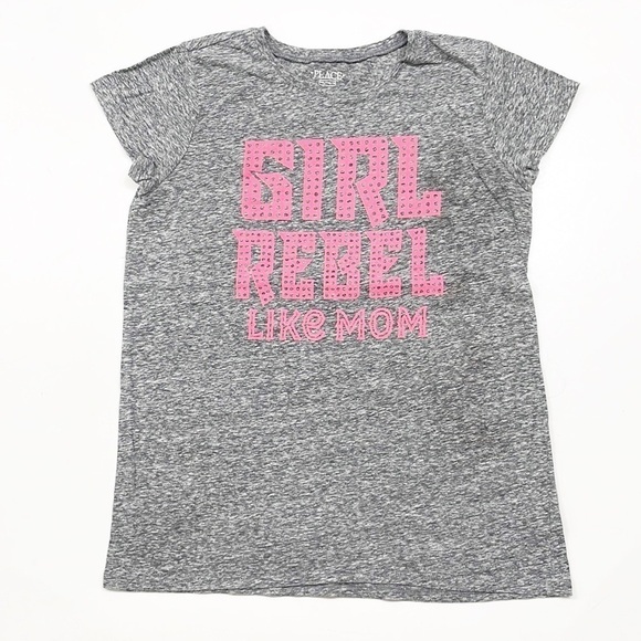 The Children's Place Girl Rebel Like Mom gray graphic print t-shirt - Picture 1 of 4